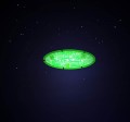GIGANTIC, Bright Green Saucer enters black portal image 949